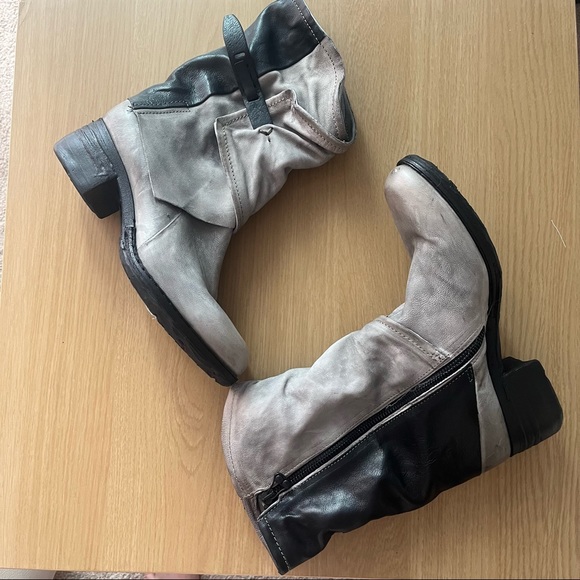 A.S.98 Size 40 (US 9-9.5) Grey Black Leather Boots - Picture 3 of 5